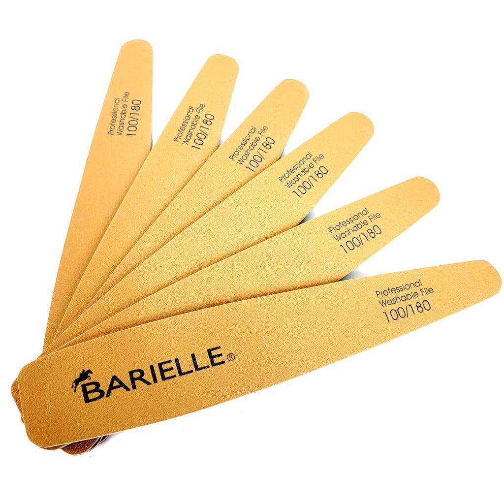 Barielle Washable and Reusable Nail Files 100.180 Grit - Brown/Green (6 PACK) - Professional Nail Files, Double Sided Emery Board for Long Lasting Manicure/Pedicure Finish