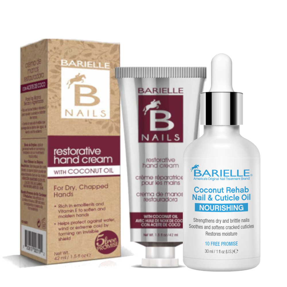 Barielle Cuticle Care Duo 2-PC Set - Coconut Rehab Nail Treatment & Restorative Hand Cream