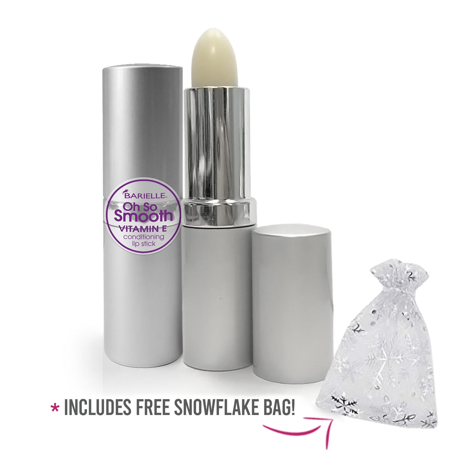 Barielle Oh So Smooth Vitamin E Conditioning Lip Stick (2-PACK) with Free Snowflake Bag