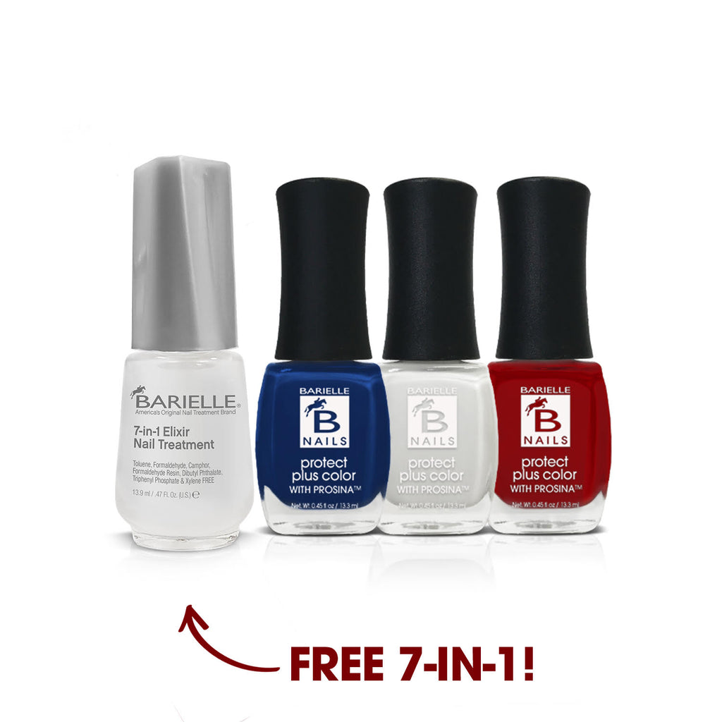 Barielle Vintage Americana Collection 3-PC Nail Color set w/ Bonus 7-in-1 Nail Elixir