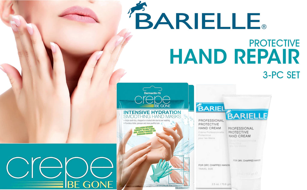 Barielle Protective Hand Repair 3-PC Set - Includes 2 Hand Masks & Professional Protective Hand Cream 2.5 oz. - Barielle - America's Original Nail Treatment Brand
