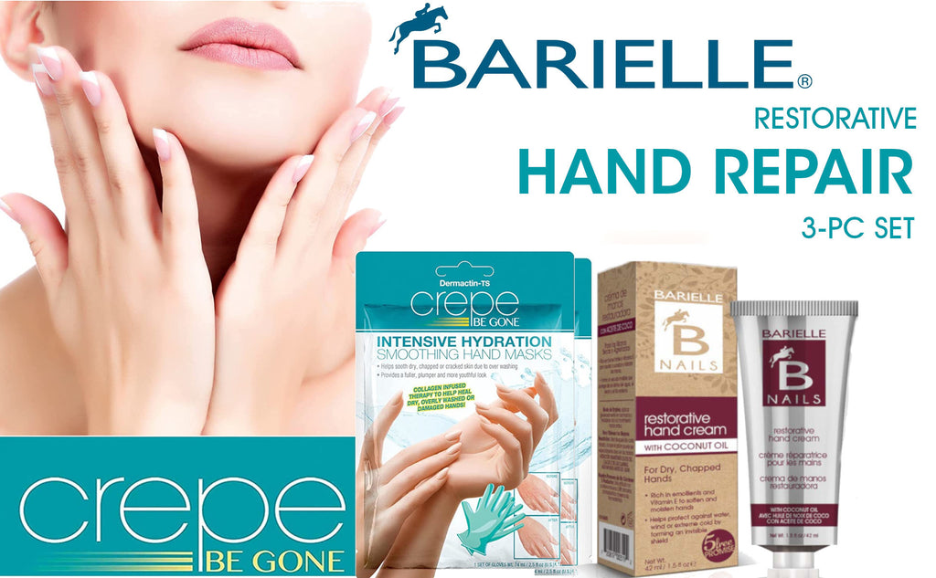 Barielle Restorative Hand Repair 3-PC Set - Includes 2 Hand Masks & Restorative Hand Treatment Cream 2.5 oz. - Barielle - America's Original Nail Treatment Brand