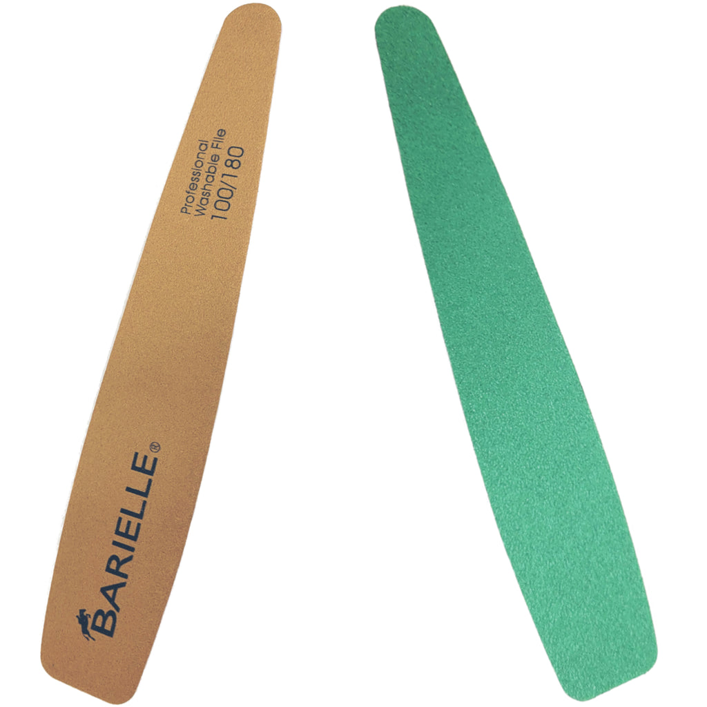 Barielle Washable and Reusable Nail Files 100.180 Grit - Brown/Green (6 PACK) - Professional Nail Files, Double Sided Emery Board for Long Lasting Manicure/Pedicure Finish