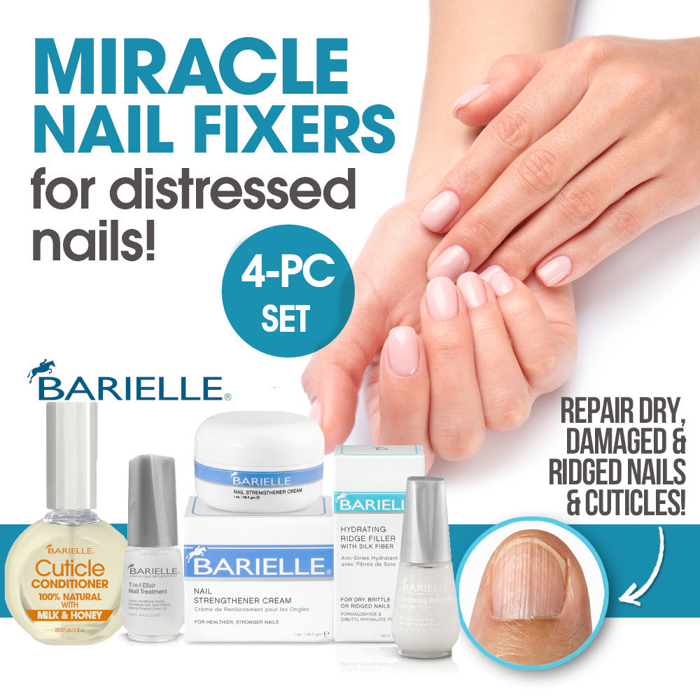 Barielle Miracle Nail Fixers Set: 4PC Nail Strengthening & Treatment Collection