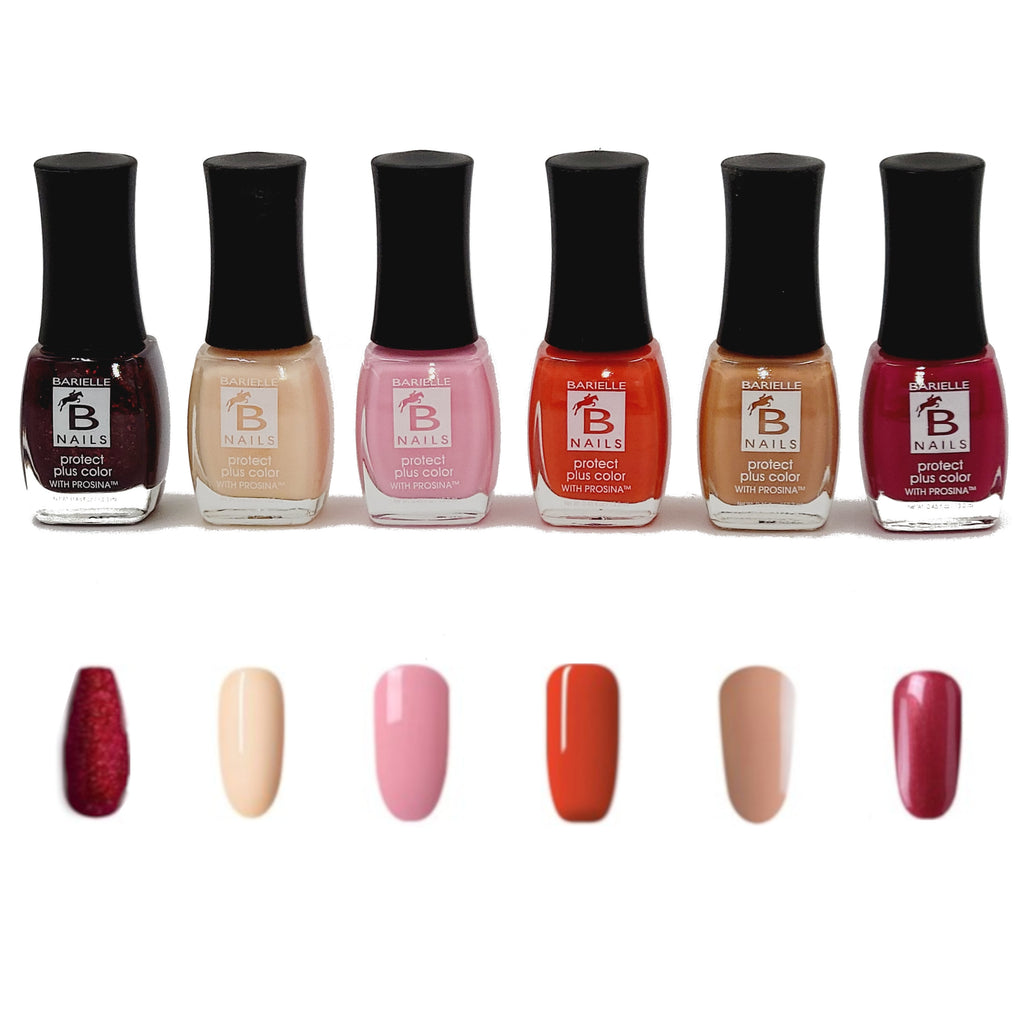 Barielle 6-PC Painters Pallet Protect+ Nail Polish Set- Reds, Pinks and Nude Nail Colors