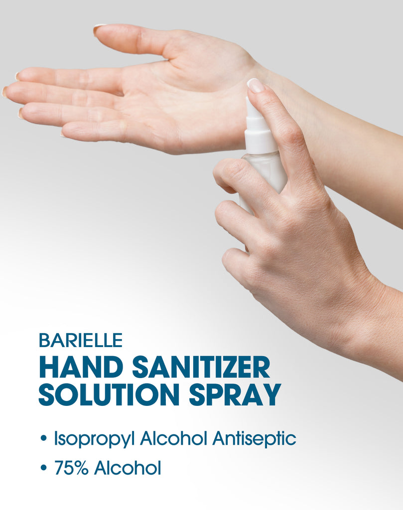 Barielle Hand Sanitizer Solution Spray - Quick Drying No Rinse Formula, 75% Alcohol 4 oz. - Barielle - America's Original Nail Treatment Brand